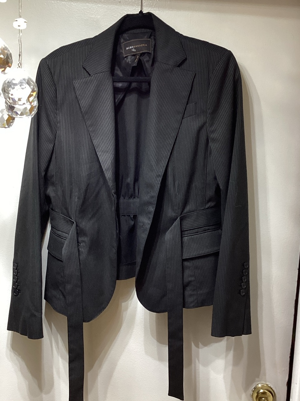BCBGMaxAzria Black Pinstripe Tailored Blazer